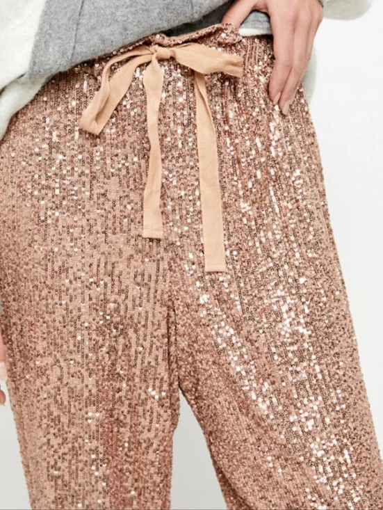 Free People Sequin Tan Joggers - Picture 7 of 8